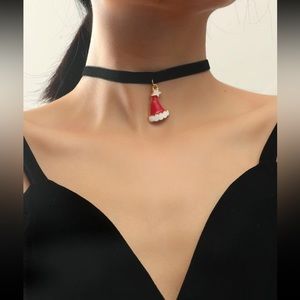 🎅 Awesome Velvet Santa Present Star Choker 🤶🏻